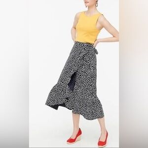 J. Crew Factory Navy Ruffle Floral Midi Wrap Skirt